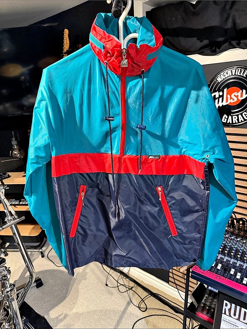 K-Way Color Block Windbreaker Blue & Red XS